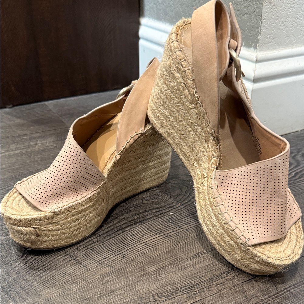 Marc Fisher Blush Espadrille Wedge Sandals